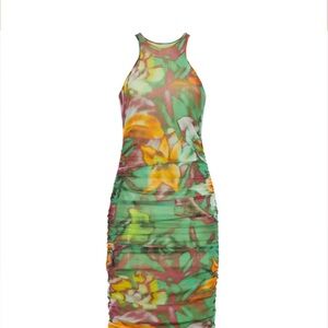 The Andamane Green watercolor Sleeveless Dress